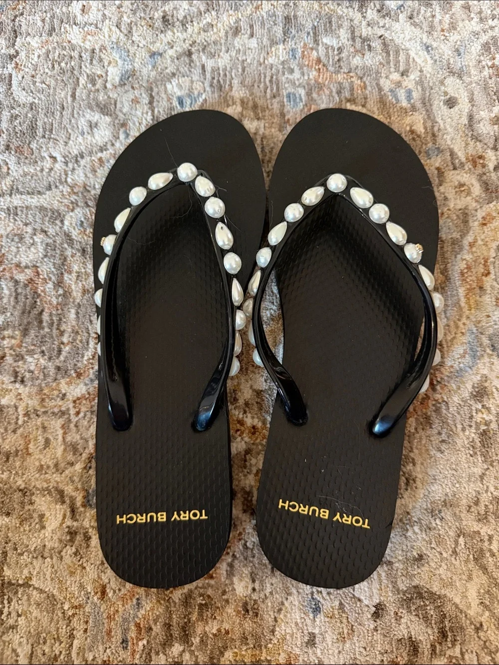 Tory Burch Faux Pearl Flip Flops